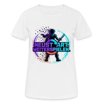Neustart Weiterspielen – Gamer Pixel Ritter - Frauen T-Shirt atmungsaktiv - Weiß - Vorne - AI Model Female 172 dark (172cm)
