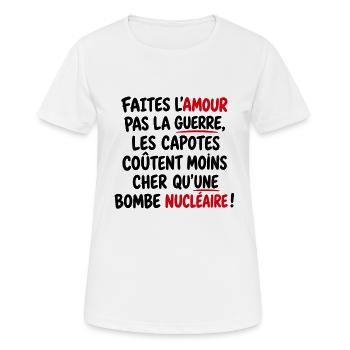 Faites l’amour, pas la guerre - T-shirt respirant Femme - blanc - Devant - AI Model Female 172 dark (172cm)