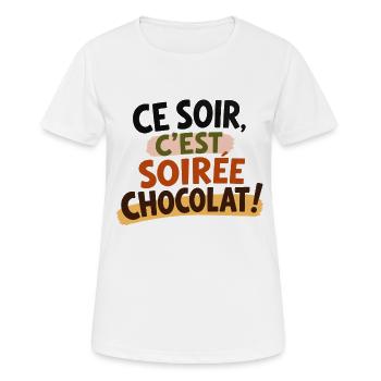 Ce soir, c'est soirée chocolat ! - T-shirt respirant Femme - blanc - Devant - AI Model Female 172 dark (172cm)