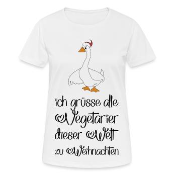 Lustige Geschenke für Vegetarier zu Weihnachten - Frauen T-Shirt atmungsaktiv - Weiß - Vorne - AI Model Female 172 dark (172cm)