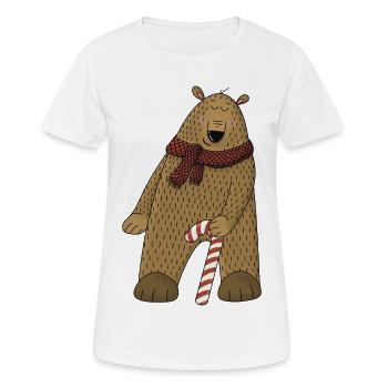 Ours avec canne à sucre et écharpe - T-shirt respirant Femme - blanc - Devant - AI Model Female 172 dark (172cm)