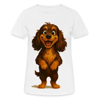 Cocker Spaniel breit grinsend - Frauen T-Shirt atmungsaktiv - Weiß - Vorne - AI Model Female 172 dark (172cm)