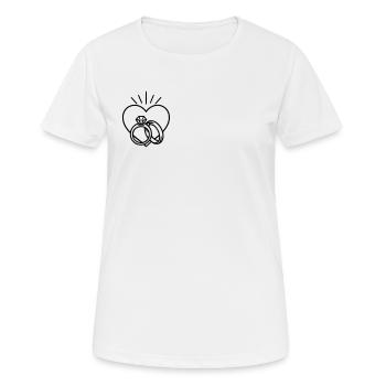 Mariage - Bague et coeur - T-shirt respirant Femme - blanc - Devant - AI Model Female 172 dark (172cm)