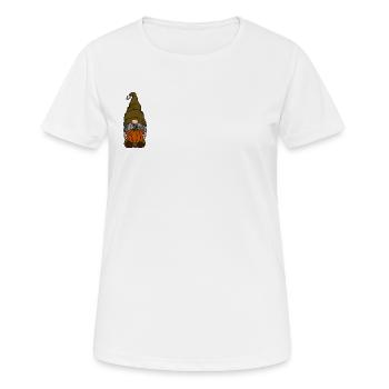 Gnom mit Kürbis und Schädelhut, Süß, Halloween  - Frauen T-Shirt atmungsaktiv - Weiß - Vorne - AI Model Female 172 dark (172cm)