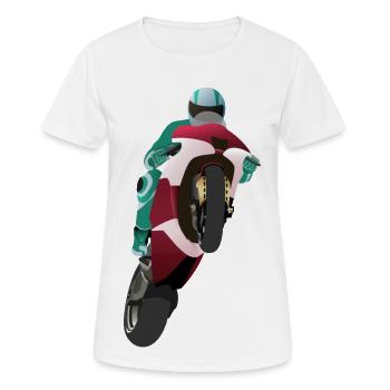 Wheelie extreme avec moto à la course - T-shirt respirant Femme - blanc - Devant - AI Model Female 172 dark (172cm)