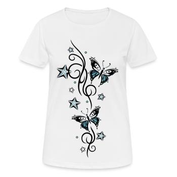 Vrille de tatouage avec des étoiles et des papillons - T-shirt respirant Femme - blanc - Devant - AI Model Female 172 dark (172cm)