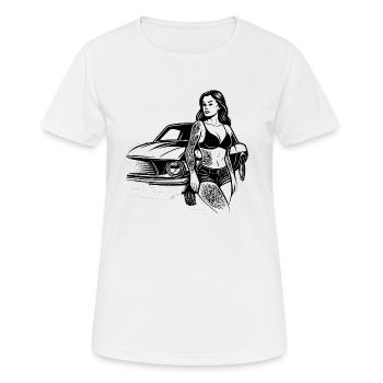 Tattoo-Pin-up und Oldtimer - Frauen T-Shirt atmungsaktiv - Weiß - Vorne - AI Model Female 172 dark (172cm)