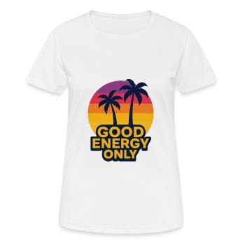 Sonnige Palmen mit Gute Energie Botschaft - Frauen T-Shirt atmungsaktiv - Weiß - Vorne - AI Model Female 172 dark (172cm)