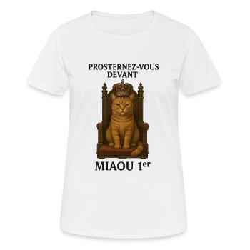Chat Royal sur son Trône - T-shirt respirant Femme - blanc - Devant - AI Model Female 172 dark (172cm)