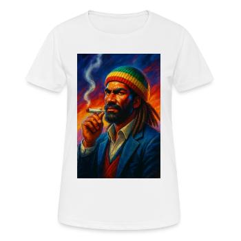 80s Action Movie Rasta King Portrait - Women's Breathable T-Shirt - white - Front - AI Model Female 172 dark (172cm)
