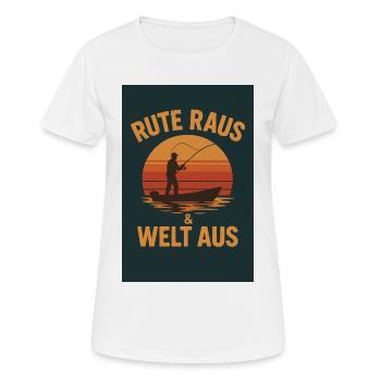 Rute Raus & Welt Aus - Frauen T-Shirt atmungsaktiv - Weiß - Vorne - AI Model Female 172 dark (172cm)