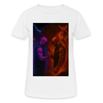 Feuer gegen Eis Duell der Elemente - Frauen T-Shirt atmungsaktiv - Weiß - Vorne - AI Model Female 172 dark (172cm)