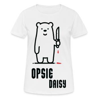 Bär mit Messer – Opsie Daisy - Frauen T-Shirt atmungsaktiv - Weiß - Vorne - AI Model Female 172 dark (172cm)