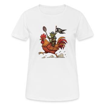 Goblin rider on a rooster - Women's Breathable T-Shirt - white - Front - AI Model Female 172 dark (172cm)