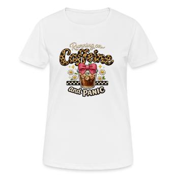 Look de léopard paniqué au café - T-shirt respirant Femme - blanc - Devant - AI Model Female 172 dark (172cm)