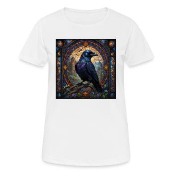 Gothischr Rabe im Bleiglasstil - Frauen T-Shirt atmungsaktiv - Weiß - Vorne - AI Model Female 172 dark (172cm)