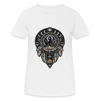 Mondtanz Mandala mit Lotusfeder - Frauen T-Shirt atmungsaktiv - Weiß - Vorne - AI Model Female 172 dark (172cm)
