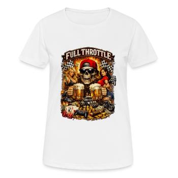 Full Throttle Skull Motorcycle Party - Women's Breathable T-Shirt - white - Front - AI Model Female 172 dark (172cm)