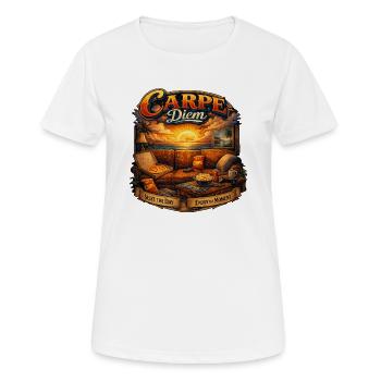 Carpe Diem Sunset Lounge - Frauen T-Shirt atmungsaktiv - Weiß - Vorne - AI Model Female 172 dark (172cm)