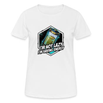 J’économise de l’énergie – motif - T-shirt respirant Femme - blanc - Devant - AI Model Female 172 dark (172cm)