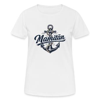 Anker mit Seilschrift Mamitaän - Frauen T-Shirt atmungsaktiv - Weiß - Vorne - AI Model Female 172 dark (172cm)