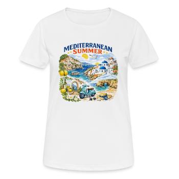 Mittelmeer-Sommerroller Côte Bleue - Frauen T-Shirt atmungsaktiv - Weiß - Vorne - AI Model Female 172 dark (172cm)
