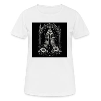 Mains alchimiques en prière et œil mystique - T-shirt respirant Femme - blanc - Devant - AI Model Female 172 dark (172cm)