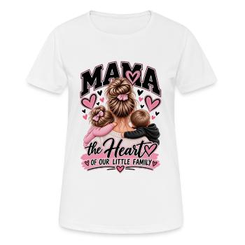 Maman – Le cœur de notre petite famille - T-shirt respirant Femme - blanc - Devant - AI Model Female 172 dark (172cm)