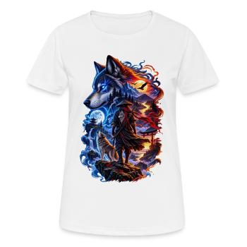 Lone Wolf Samurai: Fire and Moon - Women's Breathable T-Shirt - white - Front - AI Model Female 172 dark (172cm)