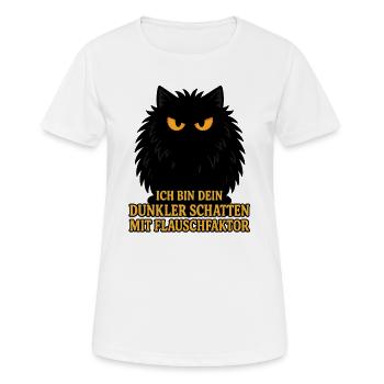 Dunkler Schatten mit Flauschfaktor – Katze - Frauen T-Shirt atmungsaktiv - Weiß - Vorne - AI Model Female 172 dark (172cm)