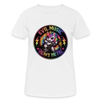 Regenbogen-Einhorn Heavy Metal - Frauen T-Shirt atmungsaktiv - Weiß - Vorne - AI Model Female 172 dark (172cm)
