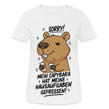 Sorry! Capybara ate my homework - Women's Breathable T-Shirt - white - Front - AI Model Female 172 dark (172cm)