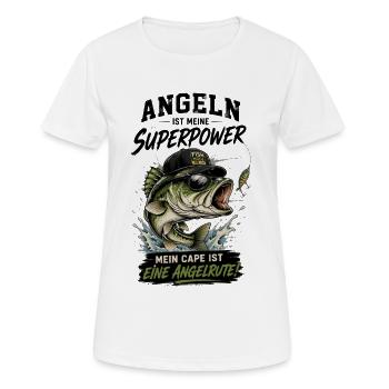 Angeln ist meine Superpower - Frauen T-Shirt atmungsaktiv - Weiß - Vorne - AI Model Female 172 dark (172cm)