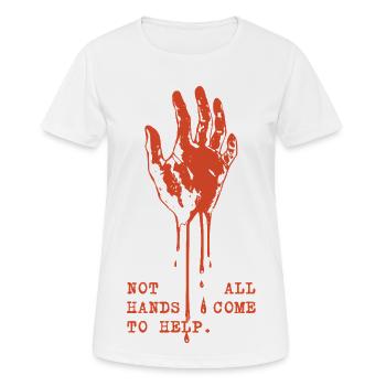Rote Tropfende Hand Protest - Frauen T-Shirt atmungsaktiv - Weiß - Vorne - AI Model Female 172 dark (172cm)