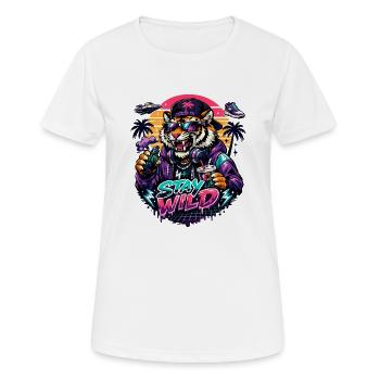 Tiger DJ Stay Wild Neon - Women's Breathable T-Shirt - white - Front - AI Model Female 172 dark (172cm)