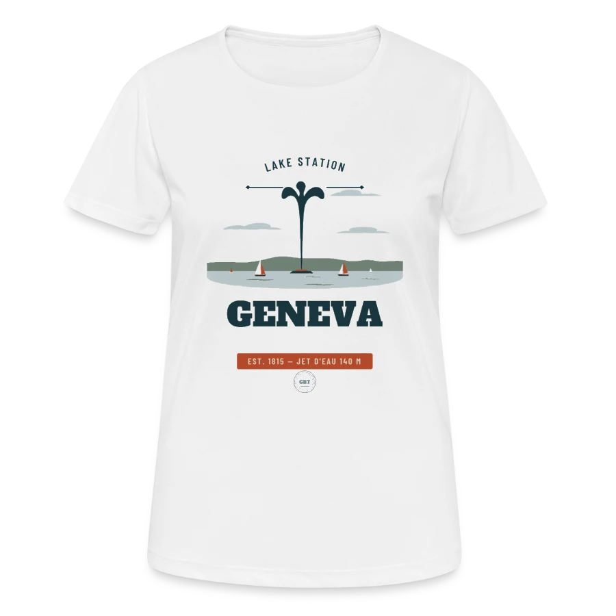 Geneva badge on a women's breathable t-shirt, white