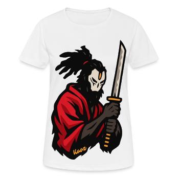 Roter Mantel Ninja Katana - Frauen T-Shirt atmungsaktiv - Weiß - Vorne - AI Model Female 172 dark (172cm)