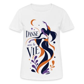 Danse avec la vie - T-shirt respirant Femme - blanc - Devant - AI Model Female 172 dark (172cm)