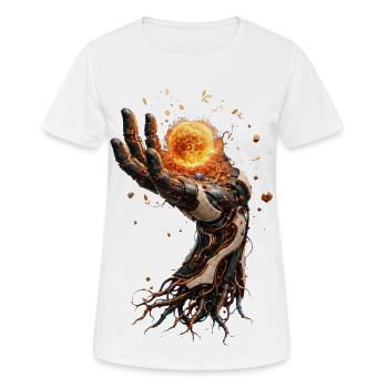 Main biomécanique solaire - T-shirt respirant Femme - blanc - Devant - AI Model Female 172 dark (172cm)