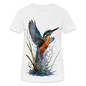 Martin-pêcheur éclatant sur cascade - T-shirt respirant Femme - blanc - Devant - AI Model Female 172 dark (172cm)