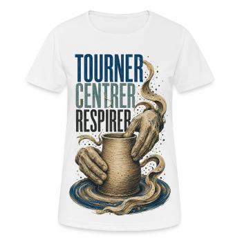 Tourner Centrer Respirer - T-shirt respirant Femme - blanc - Devant - AI Model Female 172 dark (172cm)