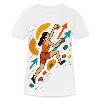 Maillot dynamique de bloc - Escalade féminine - T-shirt respirant Femme - blanc - Devant - AI Model Female 172 dark (172cm)