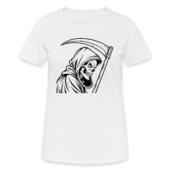 Conception de la Faucheuse avec faucheuse - T-shirt respirant Femme - blanc - Devant - AI Model Female 172 dark (172cm)