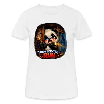 Phasmo‑Panda – RUN Edition 👻🐼🔥 - Frauen T-Shirt atmungsaktiv - Weiß - Vorne - AI Model Female 172 dark (172cm)