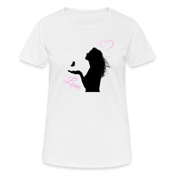 Papillon d’amour - T-shirt respirant Femme - blanc - Devant - AI Model Female 172 dark (172cm)