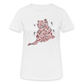 Abstrakte Katze Pinselstrich Kunst - Frauen T-Shirt atmungsaktiv - Weiß - Vorne - AI Model Female 172 dark (172cm)