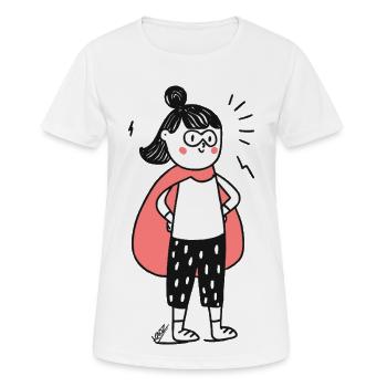 Selbstbewusstes Kind-Helden-Doodle - Frauen T-Shirt atmungsaktiv - Weiß - Vorne - AI Model Female 172 dark (172cm)