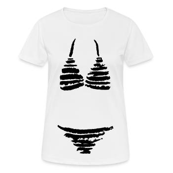Gestreifter Bikini - Frauen T-Shirt atmungsaktiv - Weiß - Vorne - AI Model Female 172 dark (172cm)