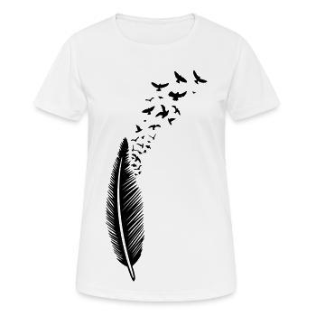 Feder und Vögel Vogelschwarm - Frauen T-Shirt atmungsaktiv - Weiß - Vorne - AI Model Female 172 dark (172cm)