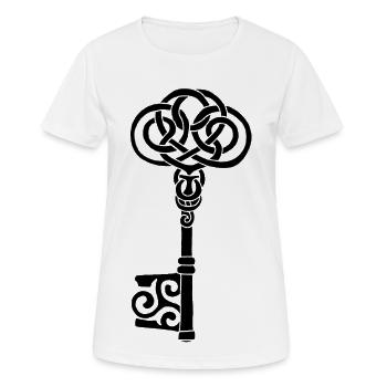 Schwarzer keltischer Schlüssel - Frauen T-Shirt atmungsaktiv - Weiß - Vorne - AI Model Female 172 dark (172cm)
